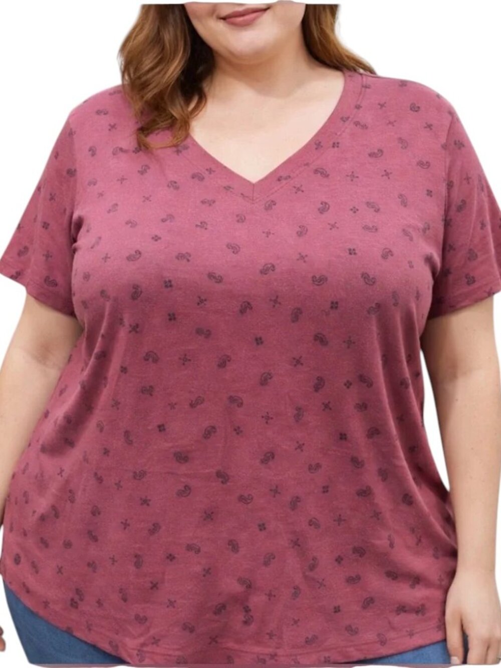 NEW Penningtons Boyfriend Fit Tee Burgundy